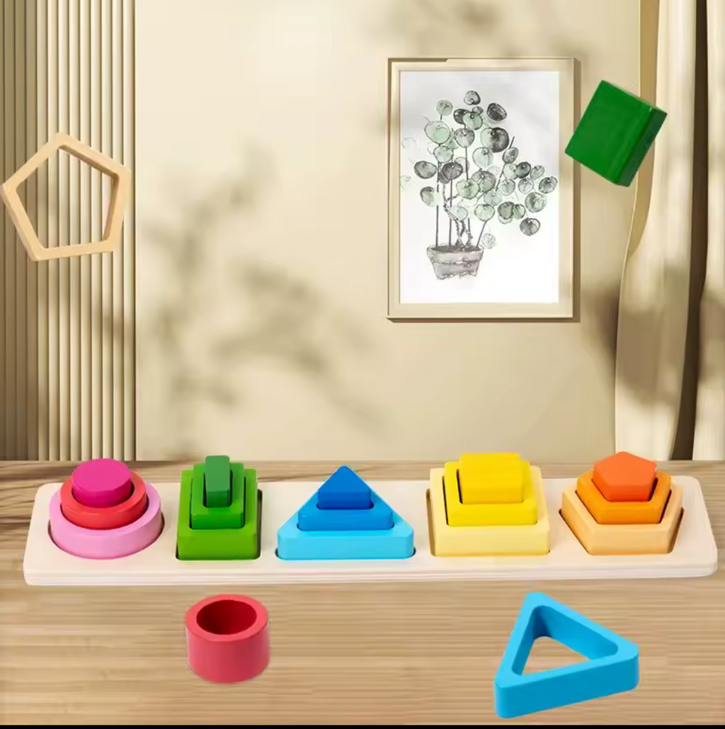Wooden Shape Sorting & Stacking