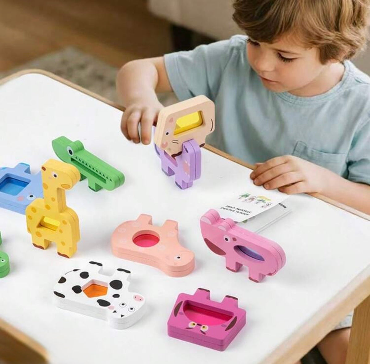 Wooden Animal Balance Stacking