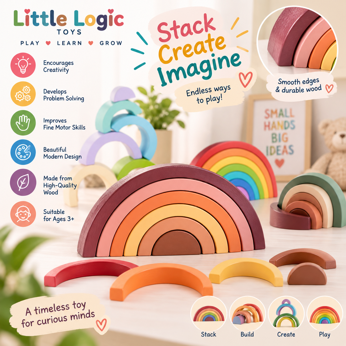 Wooden Rainbow Stack